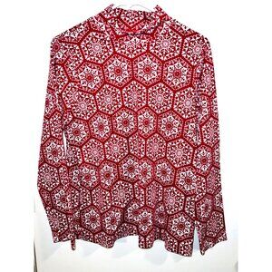 Holiday-Themed Croft & Barrow Womens XL Red/White Long Sleeve Turtleneck Top